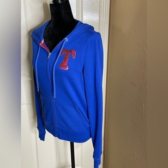 Texas Rangers PINK by Victoria's Secret Women's Full-Zip Jacket Hoodie Medium  - Picture 3 of 14